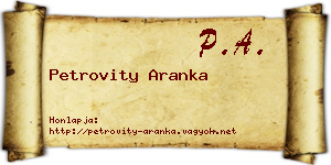 Petrovity Aranka névjegykártya